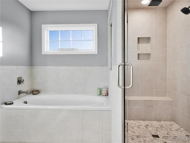 bathroom with plus walk in shower