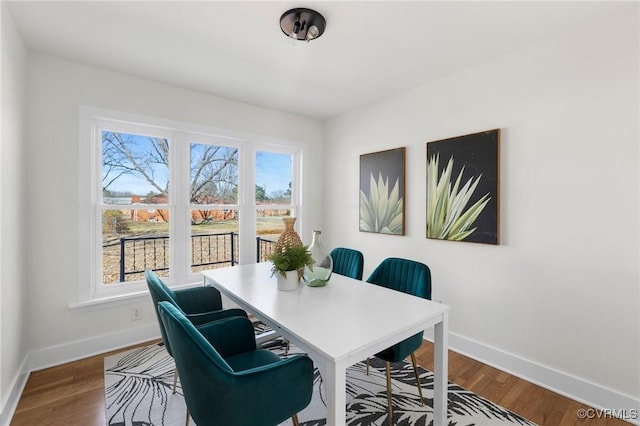 dining area with wood-type flooring