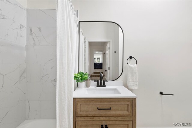 1100 N Ave, Hopewell, VA 23860 - full bathroom featuring vanity and shower / bath combo with shower curtain