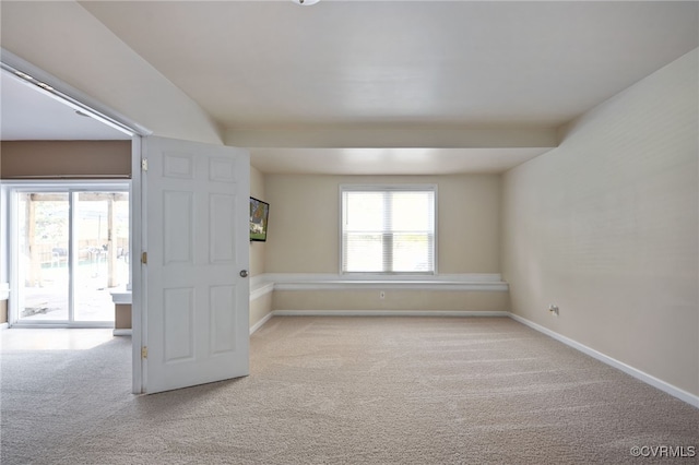 spare room featuring light carpet