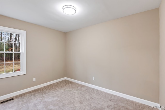 empty room featuring a healthy amount of sunlight and carpet floors