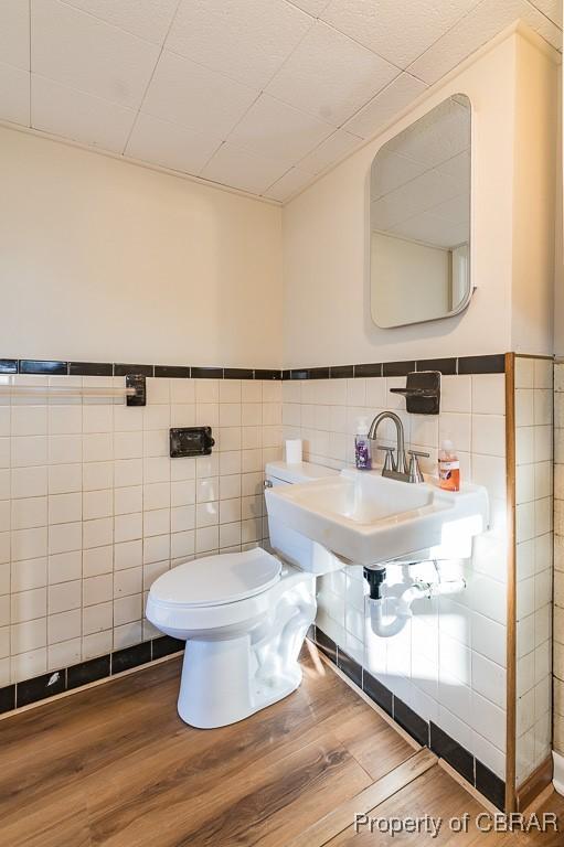 bathroom featuring sink, toilet, and hardwood / wood-style floors