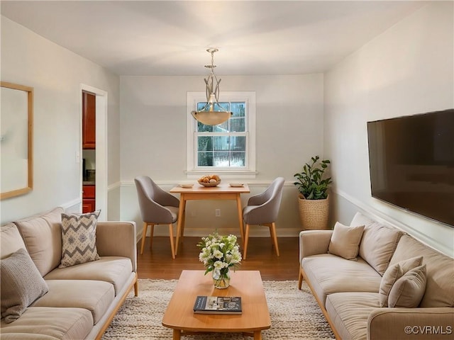 living room with wood-type flooring