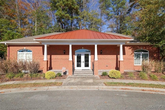 view of front of house with french doors