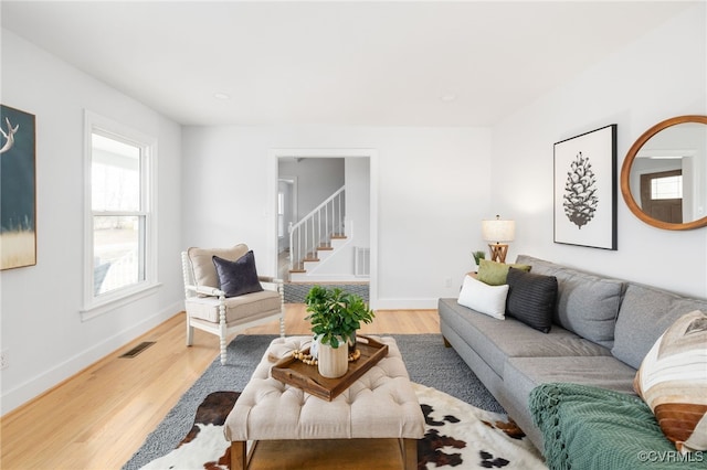 living room featuring wood-type flooring