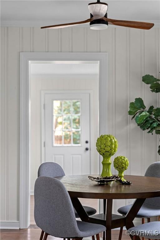 dining room with hardwood / wood-style flooring