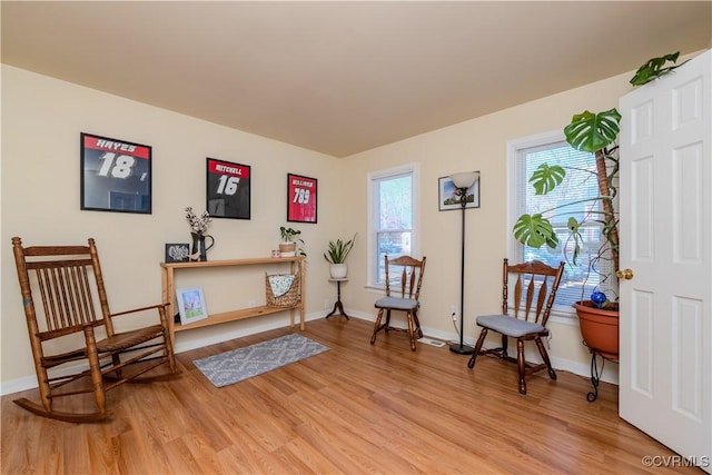 living area featuring light hardwood / wood-style flooring