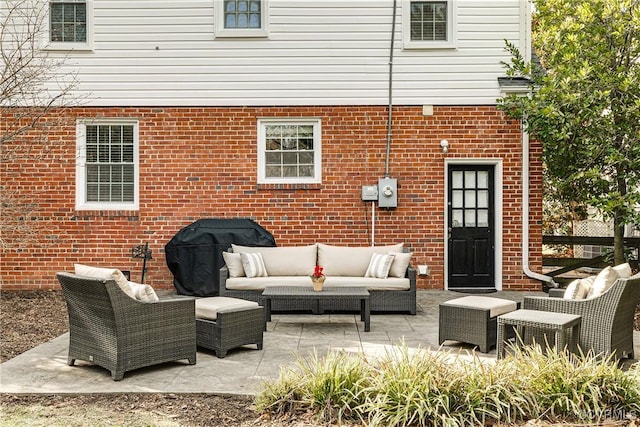 view of patio / terrace featuring a grill and outdoor lounge area