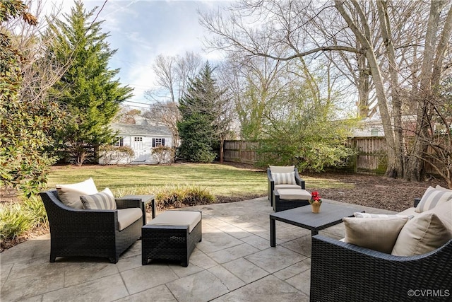 view of patio with an outdoor structure