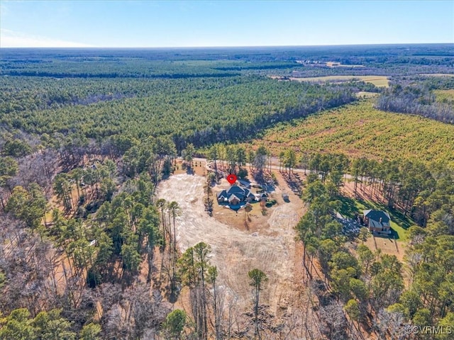 bird's eye view with a view of trees