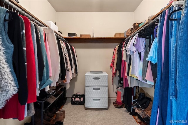 spacious closet with carpet