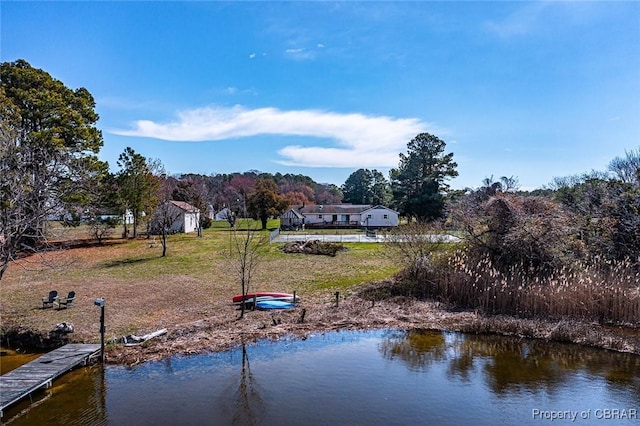 exterior space featuring a water view