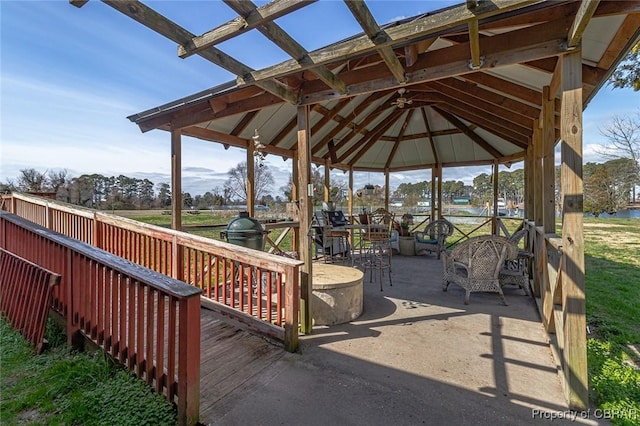 exterior space featuring a gazebo and area for grilling