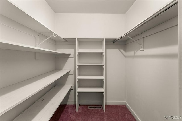 spacious closet with dark carpet