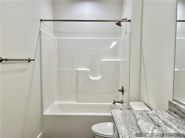 423 Bradshaw Rd, Rice, VA 23966 - bathroom featuring toilet, vanity, and tub / shower combination