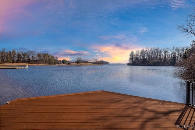 dock area featuring a water view