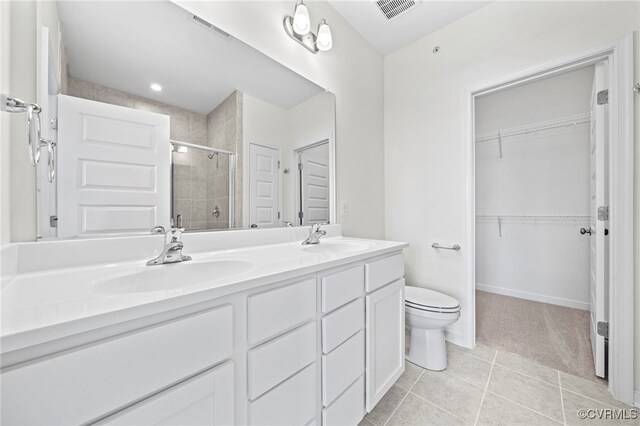 3817 Maze Runner Dr, Midlothian, VA 23112 - bathroom featuring tile patterned floors, toilet, an enclosed shower, and vanity