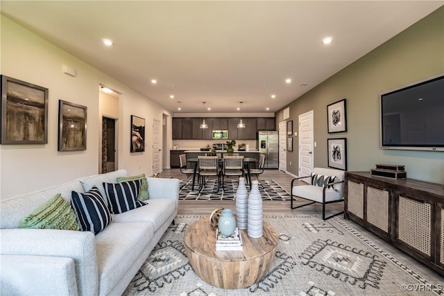 living room with light wood-type flooring