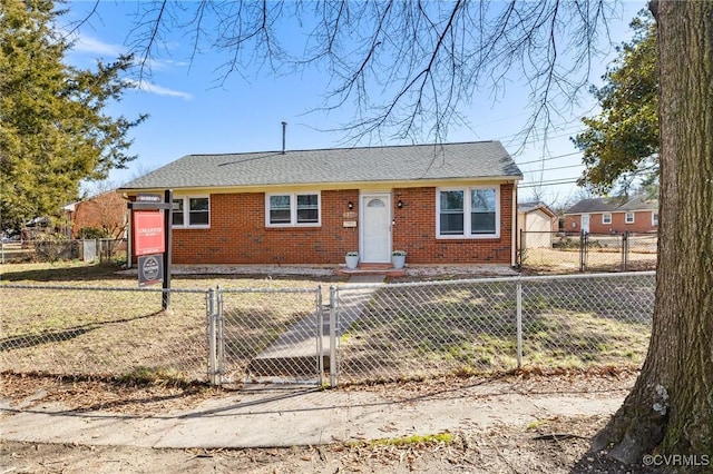 view of single story home