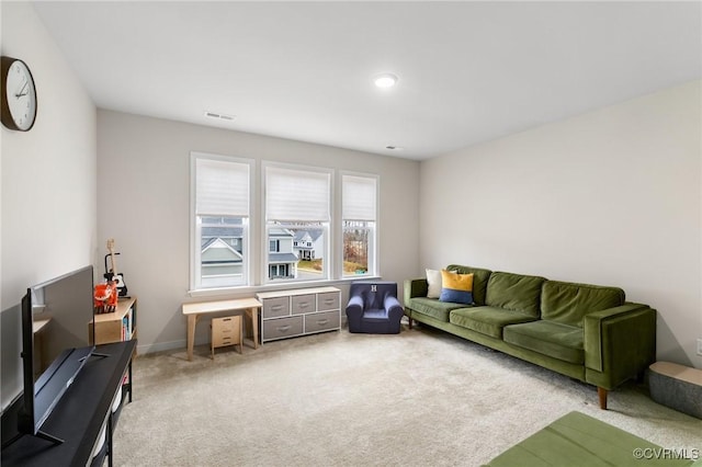 living room featuring carpet flooring