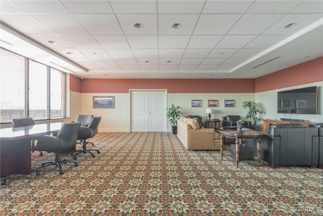 office with a paneled ceiling