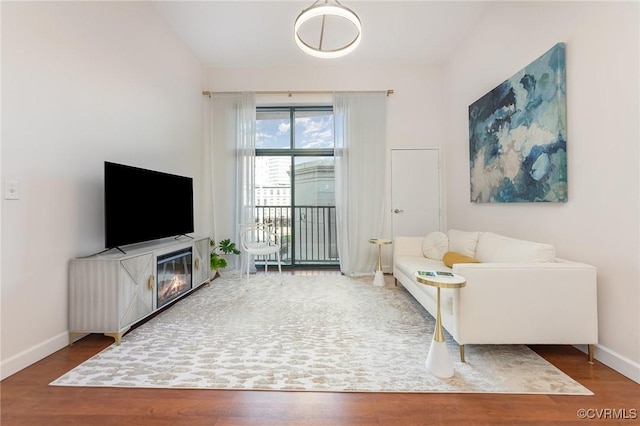 living room with hardwood / wood-style floors