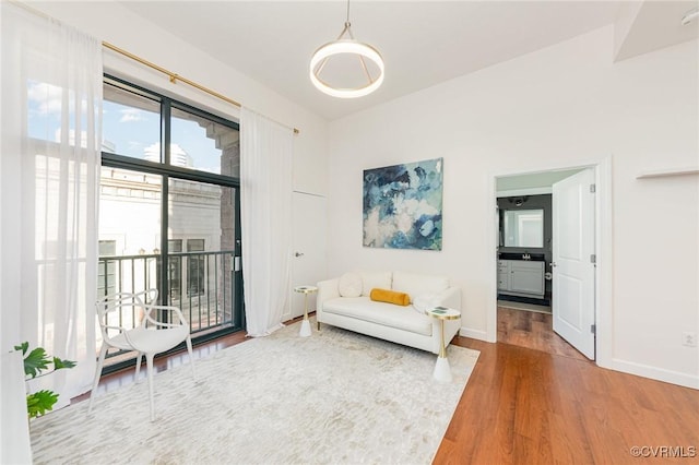 sitting room featuring hardwood / wood-style floors