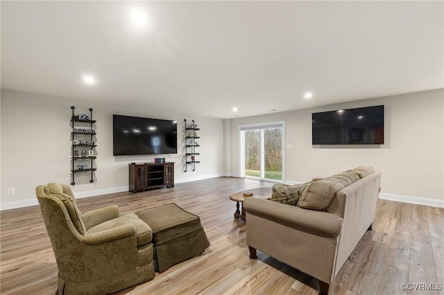 living room featuring light hardwood / wood-style flooring