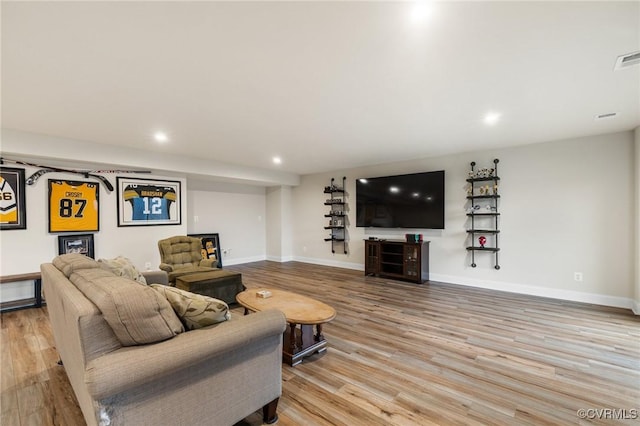 living room featuring light hardwood / wood-style floors