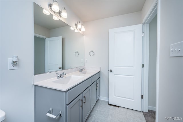 bathroom featuring vanity and tile patterned flooring