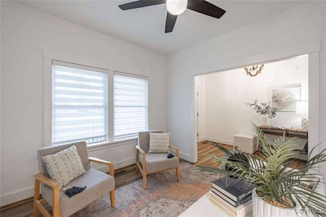 living area featuring hardwood / wood-style flooring