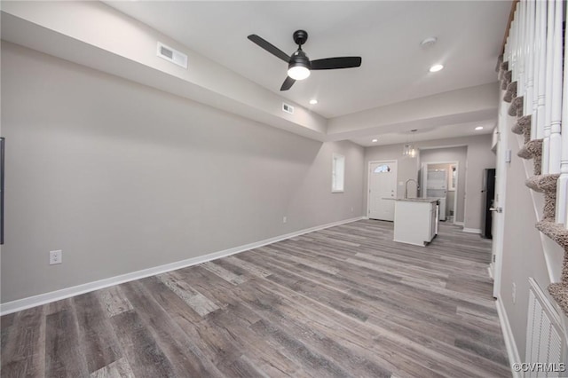 2414 Marion Mashore St, Richmond, VA 23224 - unfurnished living room with ceiling fan, sink, and light hardwood / wood-style floors