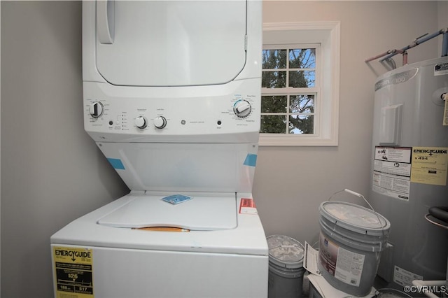 2414 Marion Mashore St, Richmond, VA 23224 - laundry room with water heater and stacked washer / dryer
