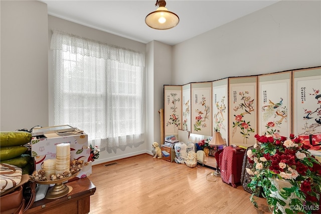 recreation room featuring hardwood / wood-style flooring and plenty of natural light