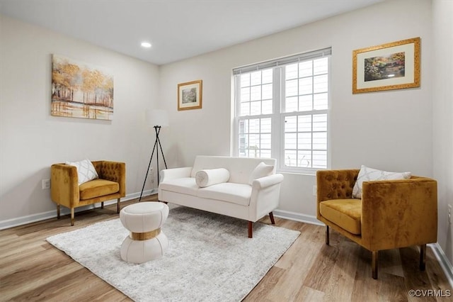 living area with light wood-type flooring