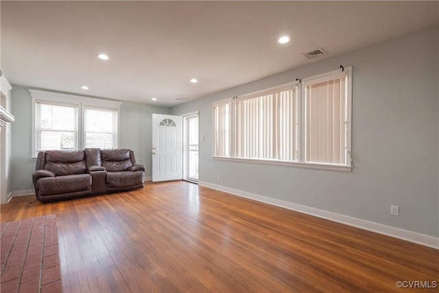 living room with hardwood / wood-style floors