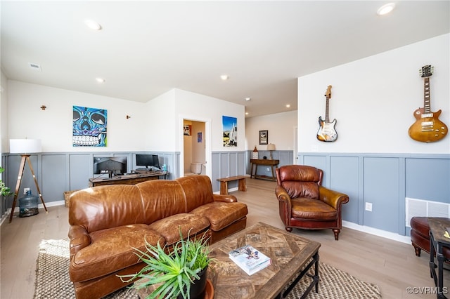 living room featuring light wood-type flooring