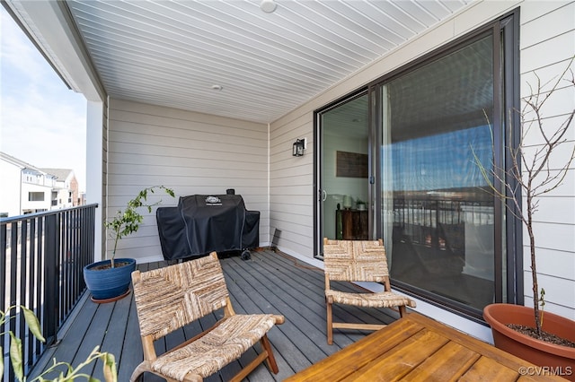 deck featuring grilling area