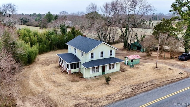 aerial view featuring a rural view