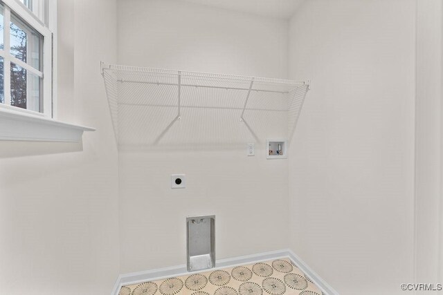 laundry room with washer hookup and hookup for an electric dryer