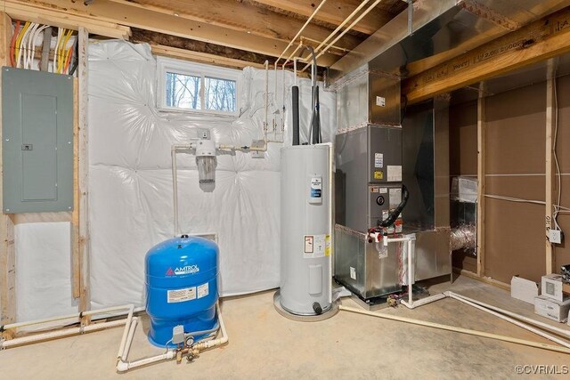 utilities with electric panel and electric water heater