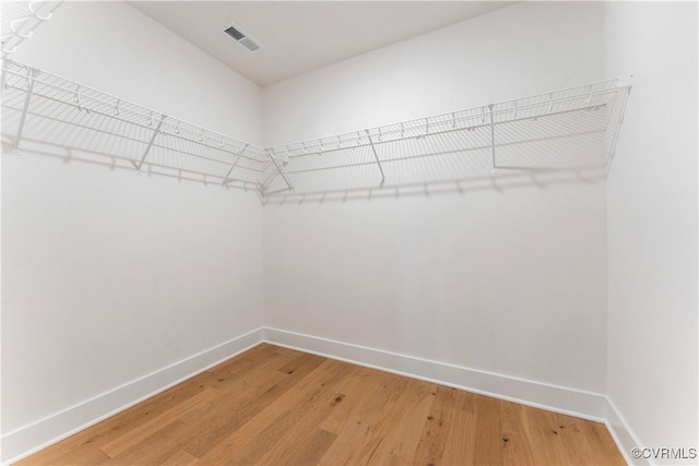 walk in closet with hardwood / wood-style floors