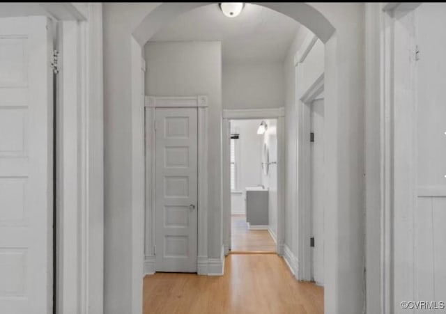 hall featuring light hardwood / wood-style floors