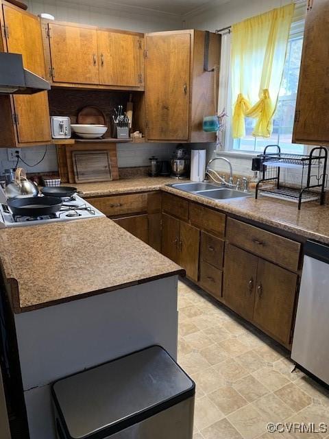 kitchen featuring dishwasher, sink, and decorative backsplash