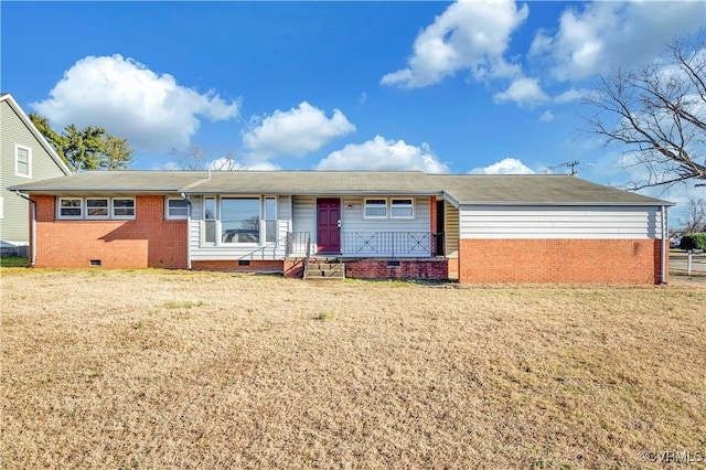 ranch-style home with a front yard