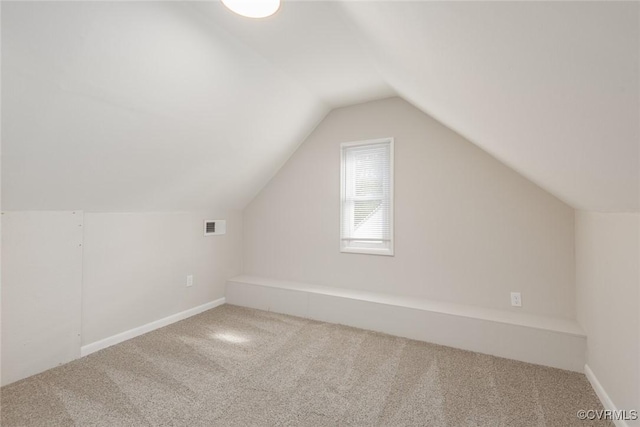 additional living space featuring carpet and lofted ceiling