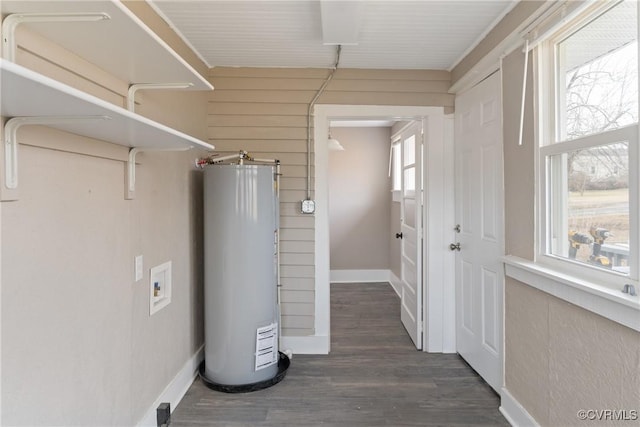 utility room featuring water heater