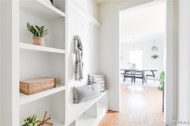 mudroom with wood-type flooring