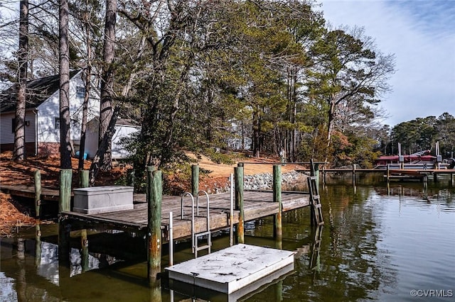 view of dock featuring a water view