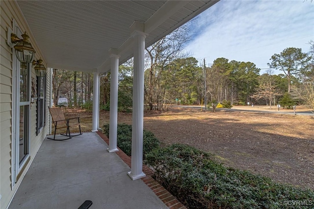 view of patio featuring a porch